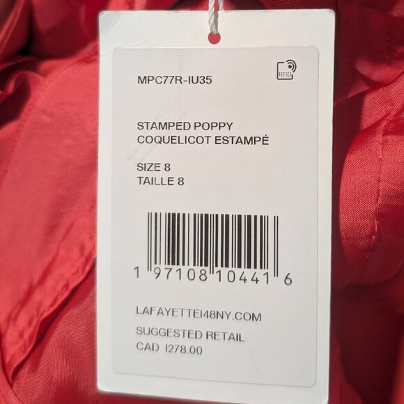 NWT LAFAYETTE 148 | Gates Straight-leg Wool-silk Pants In Stamped Poppy - Picture 7 of 13